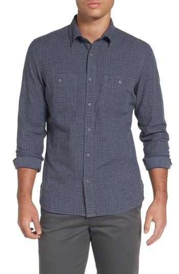 Men's Nordstrom Men's Shop Slim Fit Micro Check Sport Shirt - Grey