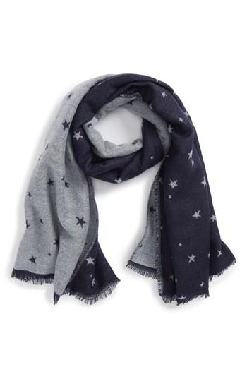 Women's Bp. Star Print Oblong Scarf, Size - Blue
