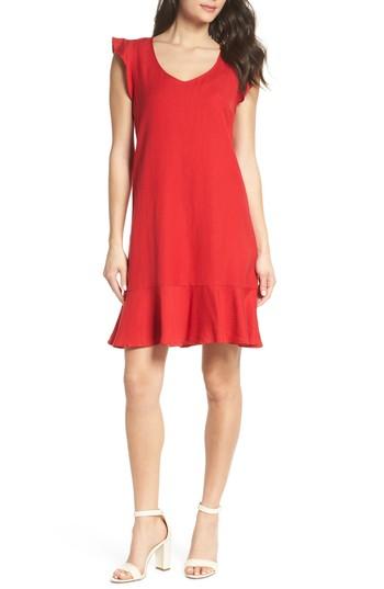 Women's First Monday Ruffle Hem Shift Dress - Red