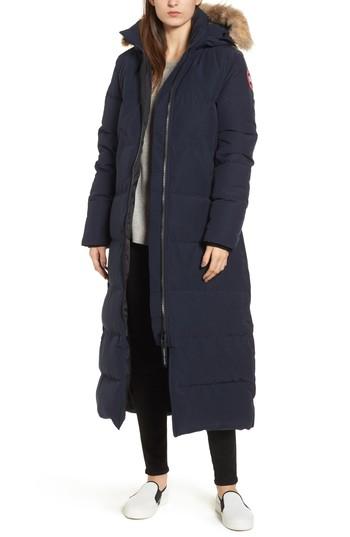 Women's Canada Goose 'mystique' Regular Fit Down Parka With Genuine Coyote Fur Trim (14-16) - Blue