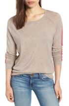 Women's Velvet By Graham & Spencer Lux Cotton Stripe Sleeve Sweater - Beige