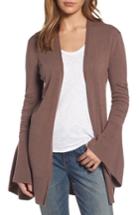 Women's Hinge Ruched Bell Sleeve Cardigan - Brown