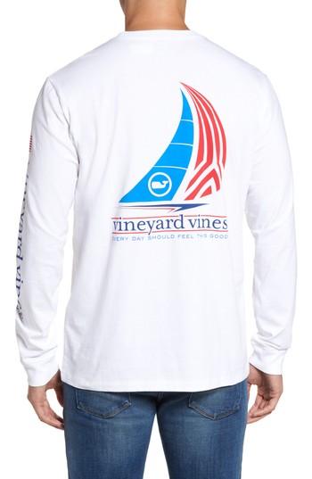 Men's Vineyard Vines Spinnaker Sail Long Sleeve Pocket T-shirt, Size - White