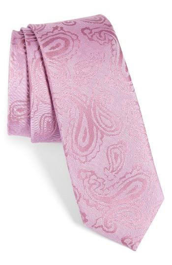 Men's Calibrate Paisley Silk Skinny Tie, Size - Pink