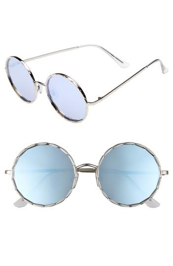 Women's Bp. 58mm Textured Round Sunglasses - Silver/ Blue