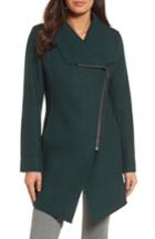Women's Halogen Asymmetrical Zip Boiled Wool Blend Coat - Green