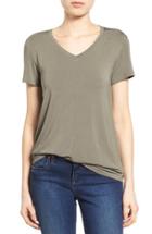 Petite Women's Halogen Modal Jersey V-neck Tee P - Green