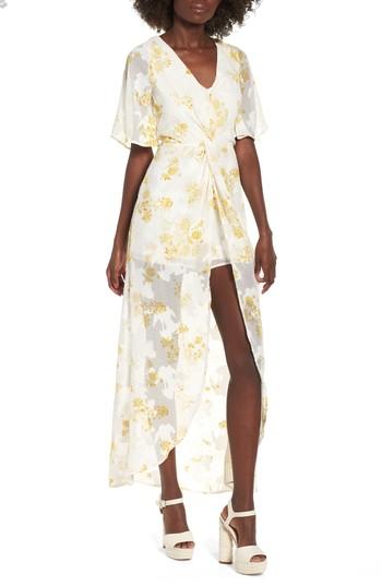 Women's 4si3nna Burnout Twist-front Walk Through Romper - Ivory