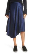 Women's Vince Asymmetrical Crinkled Satin Skirt - Blue