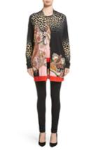 Women's Etro Leopard Paisley Stretch Silk Cardigan Us / 42 It - Black