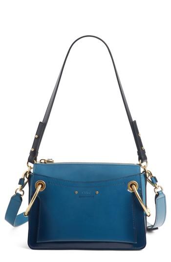 Chloe Large Roy Leather Shoulder Bag - Blue