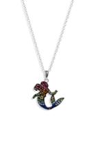 Women's Disney Mermaid Multicolor Crystal Pave Pendant Necklace