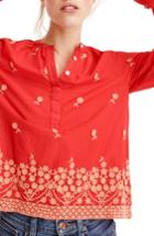 Women's J.crew Floral Embroidered Popover Blouse