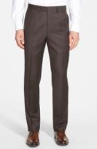 Men's Santorelli Flat Front Wool Trousers - Brown