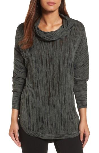 Women's Nic + Zoe Cowl Neck Open Stitch Sweater - Green