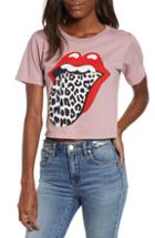 Women's Day By Daydreamer Rolling Stones Leopard Tongue Tee - Pink