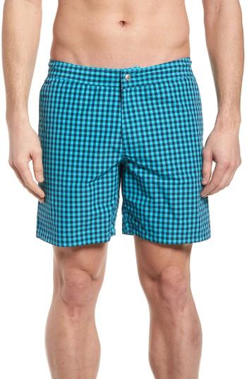 Men's Bonobos Gingham 7-inch Swim Trunks - Blue
