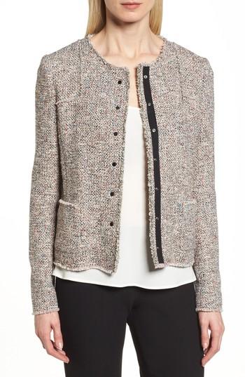 Petite Women's Boss Koralie Tweed Jacket P - Blue