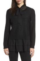 Women's Ming Wang Ruffle Tunic Sweater - Black
