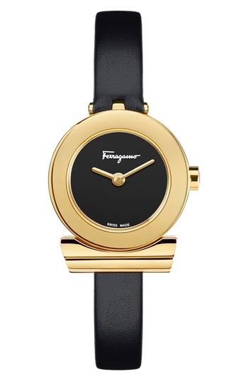 Women's Salvatore Ferragamo Gancino Leather Strap Watch, 22mm