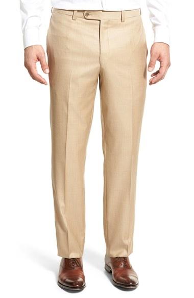 Men's Riviera Flat Front Solid Wool Trousers