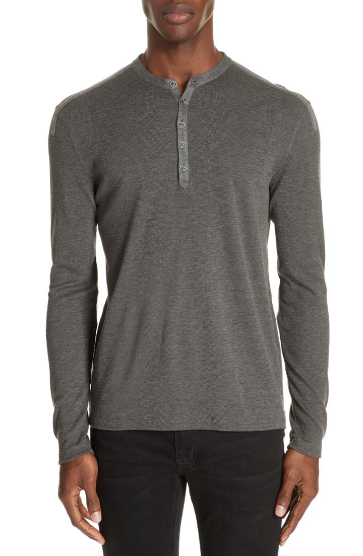 Men's John Varvatos Collection Henley, Size - Black