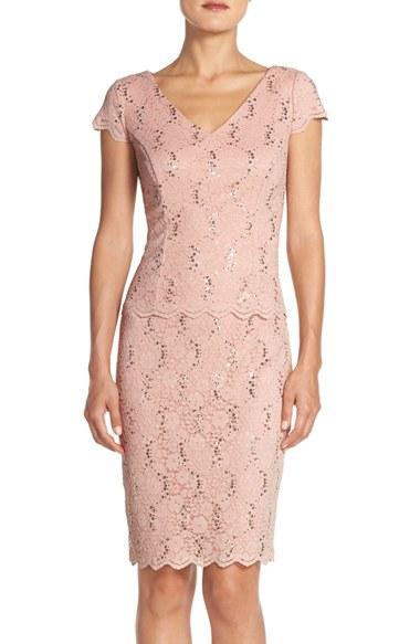 Women's Alex Evenings Embellished Lace Sheath Dress