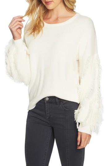 Women's 1.state Fringe Sleeve Sweater, Size - White
