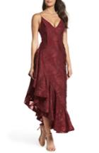 Women's C/meo Collective Ember Burnout Asymmetrical Ruffle Dress - Burgundy