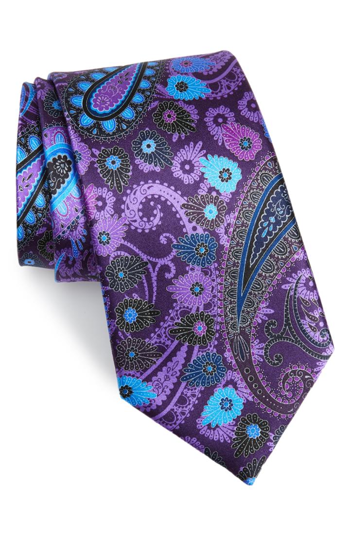 Men's Ermenegildo Zegna Quindici Paisley Silk Tie, Size - Burgundy