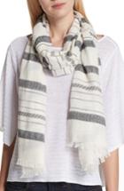 Women's Eileen Fisher Stripe Organic Cotton & Linen Scarf, Size - White