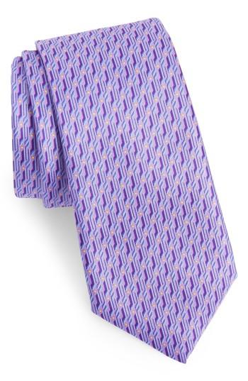 Men's Canali Geo Print Silk Tie, Size - Purple