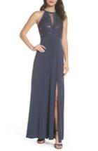 Women's Morgan & Co. Lace & Jersey Gown /4 - Grey