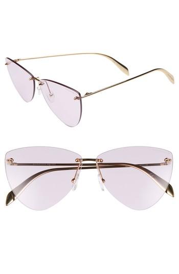 Women's Alexander Mcqueen 63mm Oversize Rimless Sunglasses - Gold