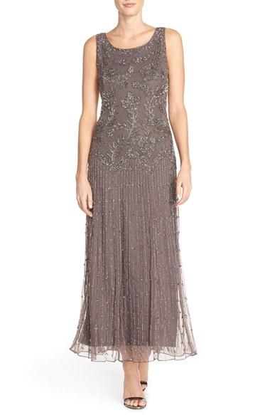 Women's Pisarro Nights Embellished Mesh Gown - Grey