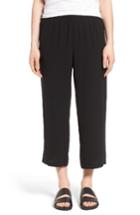 Women's Eileen Fisher Silk Crop Pants, Size - Black