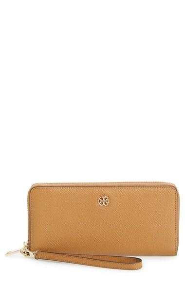 Women's Tory Burch 'perry' Leather Zip Continental Wallet - Brown