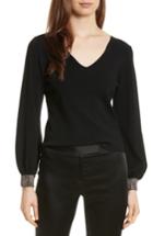 Women's Milly Gem Cuff V-neck Sweater - Black