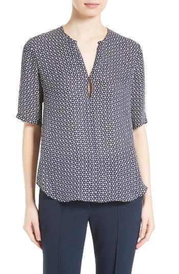 Women's Theory Antazie Tile Geo Print Silk Top - Blue