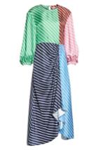 Women's Tibi Delphina Colorblock Stripe Silk Maxi Dress - Blue