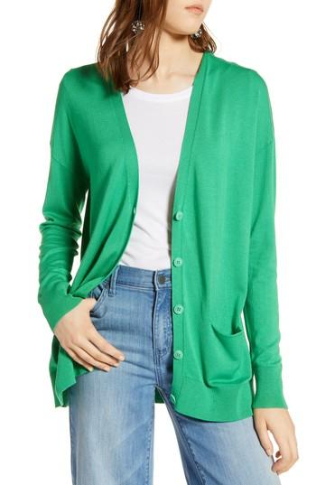 Women's Halogen Relaxed Pocket Cardigan - Green