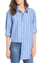 Women's Bp. Stripe Step Hem Shirt, Size - Blue