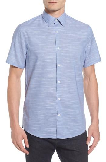 Men's Calilbrate Slim Fit Slub Woven Shirt - Blue