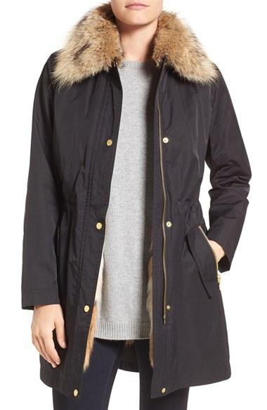 Women's Trina Turk Genesis Anorak With Genuine Coyote Fur Collar