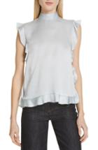 Women's Red Valentino Ruffle Trim Satin Top Us / 38 It - Blue