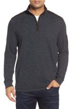 Men's Bugatchi Classic Fit Pinstripe Quarter Zip Pullover - Black