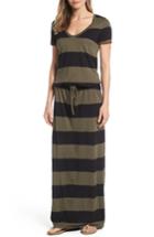 Women's Caslon Drawstring V-neck Jersey Maxi Dress, Size - Green