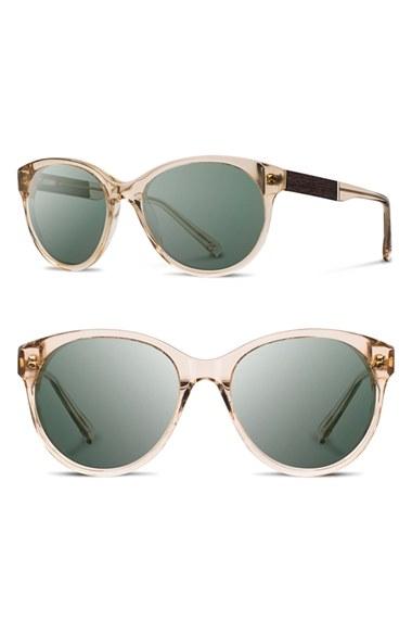 Women's Shwood 'madison' 54mm Round Sunglasses - Champagne/ Ebony/ G15