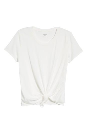 Women's Madewell Knot Front Tee, Size - White