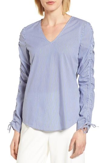 Women's Halogen Cinch Sleeve V-neck Top - Blue